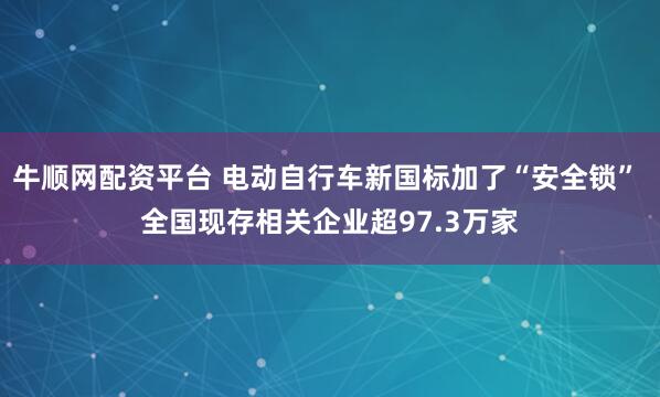牛顺网配资平台 电动自行车新国标加了“安全锁” 全国现存相关企业超97.3万家
