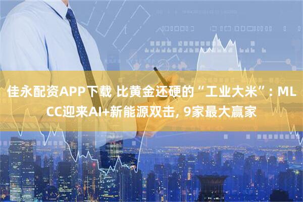 佳永配资APP下载 比黄金还硬的“工业大米”: MLCC迎来AI+新能源双击, 9家最大赢家